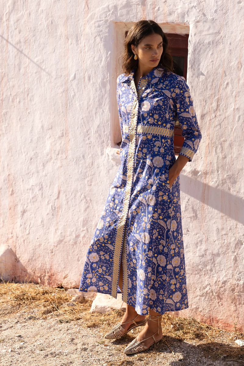 cabi shirt dress Carolina Cobalt Shirt Dress Maxi – ABODE HOME