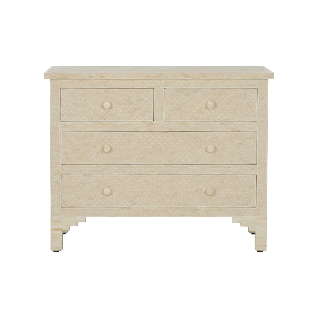 4 Drawer Fish Scale Natural Bone Chest