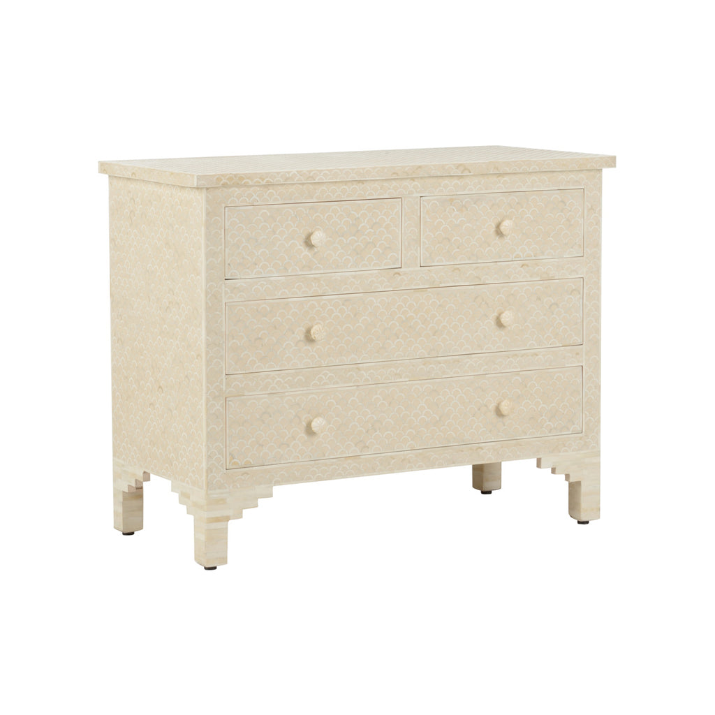 4 Drawer Fish Scale Natural Bone Chest