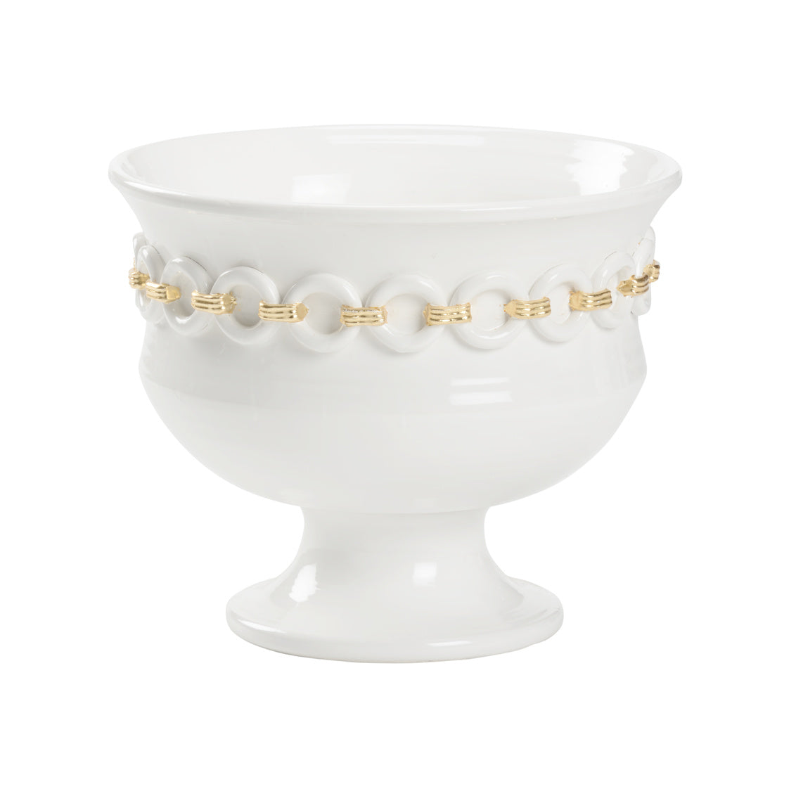 white plant pot with gold stand White & Gold Chain Planter – ABODE HOME