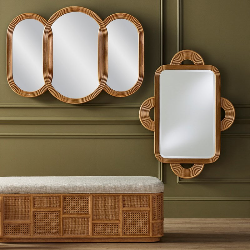 Sea Sand Rattan Rectangular Mirror