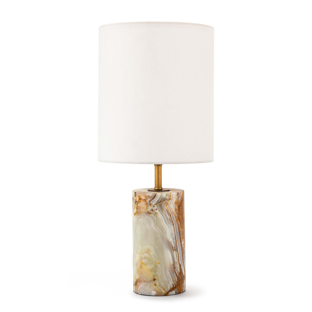 Jade & Brass Mini Cylinder Table Lamp