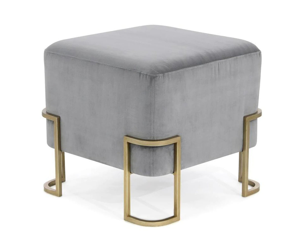 Grey Velvet Curved Frame Stool – ABODE HOME