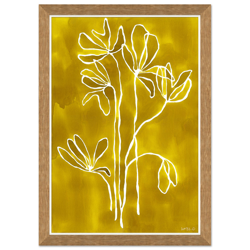Golden Yellow Botanical Wood Frame